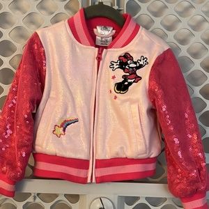 pink Minnie Mouse varsity jacket 2t